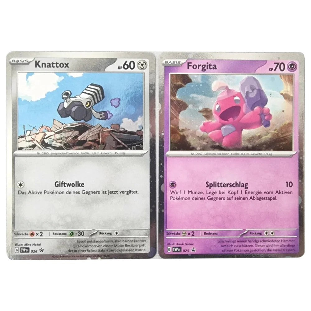 KARMESIN&PURPUR–KNATTOX+FORGITA–Pokémon–Promokarten-Set